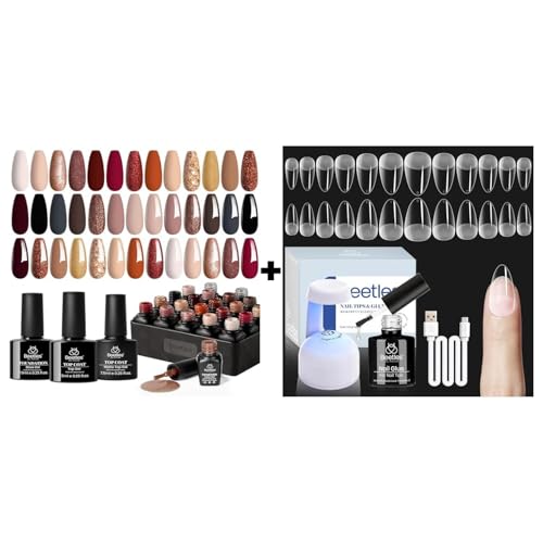 Beetles Gel Nail Polish Kit, 23Pcs Fall Nude Pink Brown