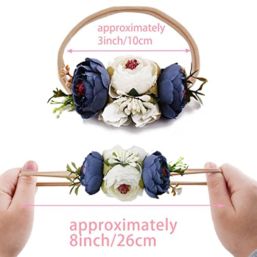 Mligril Baby Girl Floral Headbands Set - 3Pcs Flower Crown Elastic Hairband Newborn Toddler Hair Accessories Gifts For Girls （1-6 Years Old） #TOP1