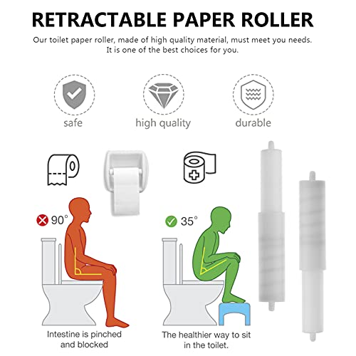 Toilet Paper Roller Toilet Tissue Holder 2Pcs Paper Roller Replacement Toilet Paper Holder Roller Spring Loaded Paper Roller for Hotel Home Bathroom Toilet Stand - Image 2