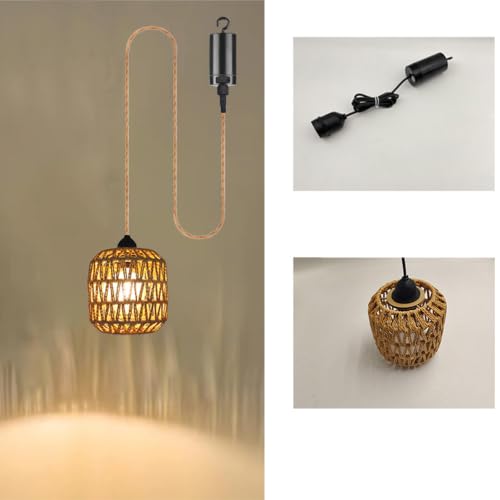 Lámpara en suspensión para pasillo pack de 3 luminarias retro E27 de hierro interior 4