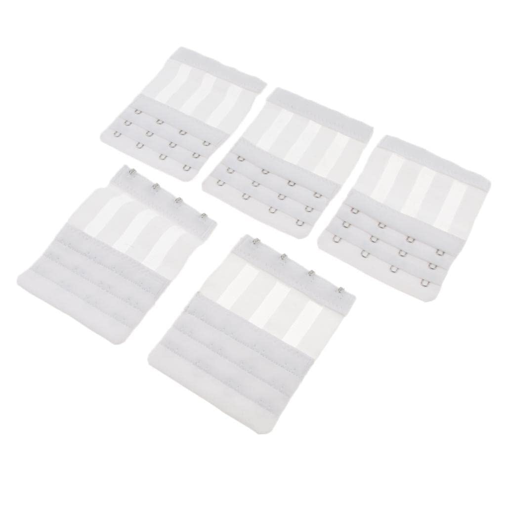 snappsy 5X Flexible Womens Bra Extender 4 Hook 3 Rows Bra Extension Underwear Straps White-picture-47