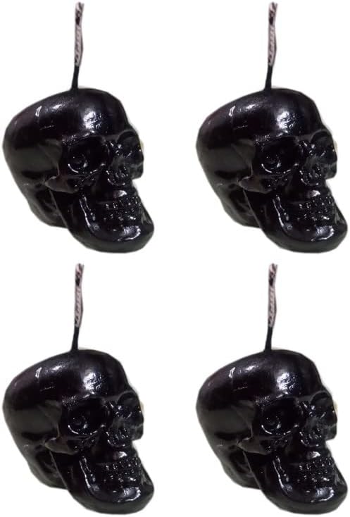Phobis Black Skull Candle for Spell, Wicca and Healing (Pack of 4) (2 Inch)