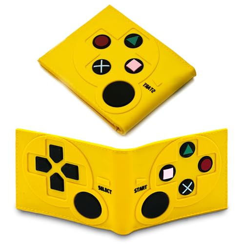Image of Game Controller Wallets For Kids, Man, Teen Bifold Wallet Multiple Card Slots and Coin Pocket Gamepad Silicone And PU Leather Surface Video Game Kids Wallet in Yellow