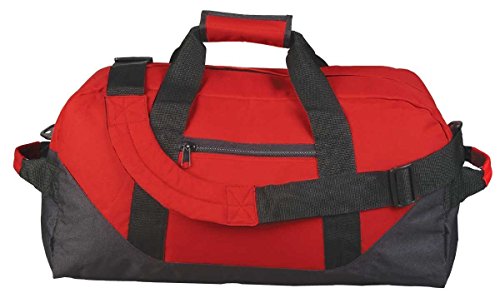 iEquip Duffle Bag, Gym, Travel Bag with Adjustable strap- for Men & Women- Two Tone (Red - Medium (18
