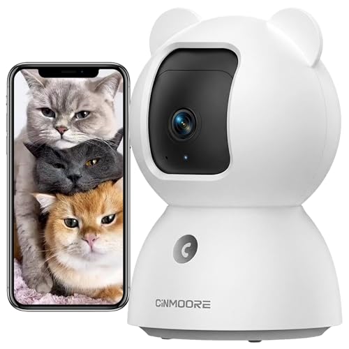 CINMOORE 2.5K Indoor Pet Camera Home Security Camera AI Baby/Pet/Cry