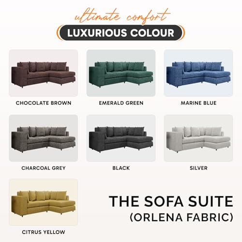 Classy Stout Right Hand Scattered Back Multi-coloured Orlena Fabric Corner Premium Quality Sofa Home Décor Feature for Sensible to Open Living Room (Chocolate Brown, Right Hand Corner) - Image 3