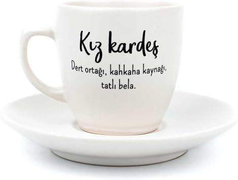 Sister Cream Turkish Coffee Cup - Gift Ceramic Turkish Coffee Cup