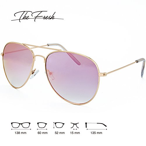 Image of The Fresh Classic Aviator Sunglasses for Men Women, Metal Frame Mirror Lens, Pilot Style, Includes Cleaning Cloth, Pouch