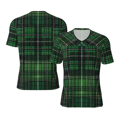 Stylish Athletic Sports Jersey Green-Black-Tartan Men's Rugby Jersey 4X-Large
