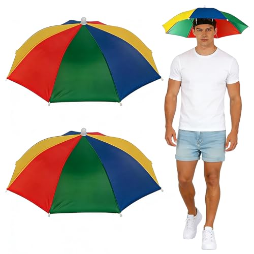 WaaRiuQ 2 Pcs Umbrella Hats Head Umbrella for Fishing and Outdoor Activities Wide 53 cm Diameter Coverage with Hands-Free Design for Sun and Rain Protection During Travel Adventures