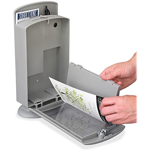 Safco Products Customizable Suggestion Box 4233Gr, Gray, Display Area 5 1/2"W X 8 1/2"H, Keys And Mounting Hardware, Includes 25 Suggestion Cards #TOP3