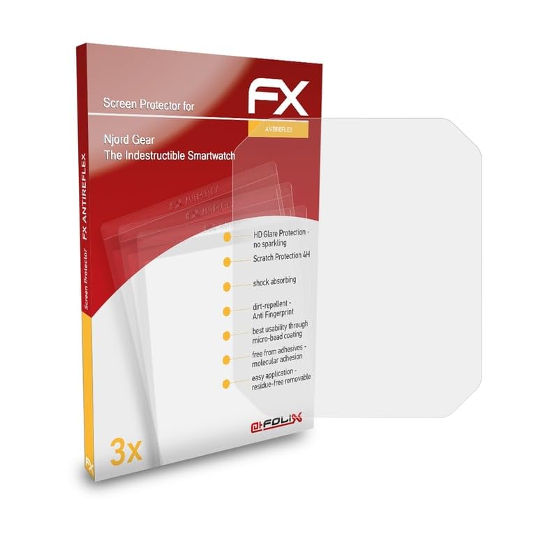 atFoliX Screen Protector compatible with Njord Gear The Indestructible Smartwatch Screen Protection Film, anti-reflective and shock-absorbing FX Protector Film (3X)