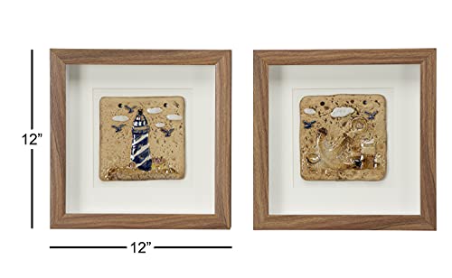 Deco 79 Shadow Box de madera MDF marrón set de 2 vitrinas decorativas de pared para casa 7