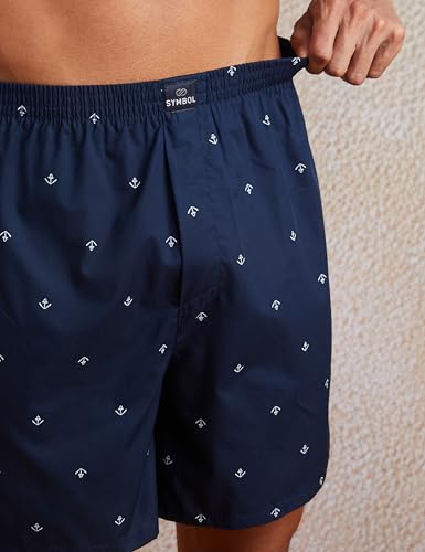 Image of Amazon Brand - Symbol Men's Cotton Printed Boxer Shorts (Combo Pack of 2) Casual | Underwear | Half Pants | Short Pant - Regular Fit with Back Pocket