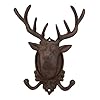 Ebros Cast Iron Vintage Heirloom Western Rustic Stag Deer Antlers Head Wall Double Hooks Decor Plaque 105High Multi Purpose Coats Hats Keys Scarves Belts Towels Pet Leashes Hangers Elk Antler Hook