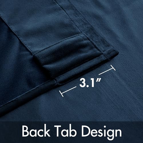 Image of MIULEE Navy Blue Velvet Curtains 52x84 inches Luxury Blackout Curtains | Thermal Insulated, Super Soft Window Drapes for Bedroom Living Room, Rod Pocket & Back Tab