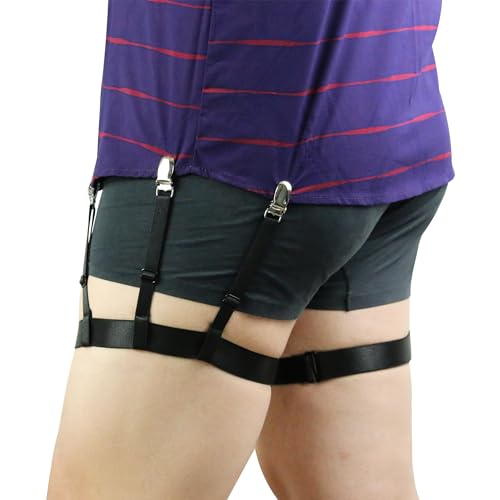 Image of Shirt Stays for Men Adjustable Elastic Shirt Holders Non-slip Clamps Shirt Garters Keep Shirt tucked in for Police Military