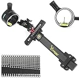 Compound Bow Sight 1 Pin,4X 6X 8X Lens, 0.019' Fiber, Carbon Fiber Long Bar, Micro Adjustable Sight Right-Hand High-end Competitive Outdoor (Bow Sight)
