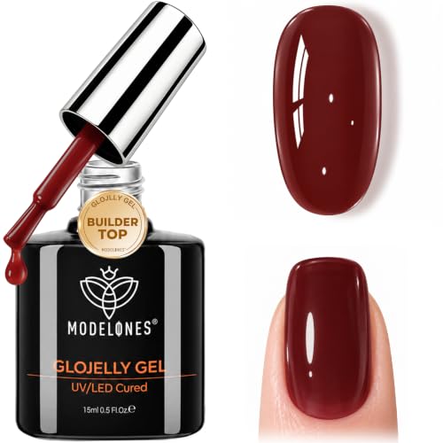 modelones Jelly Burgundy Builder Nail Gel Top Coat Gel Polish in One 15ML