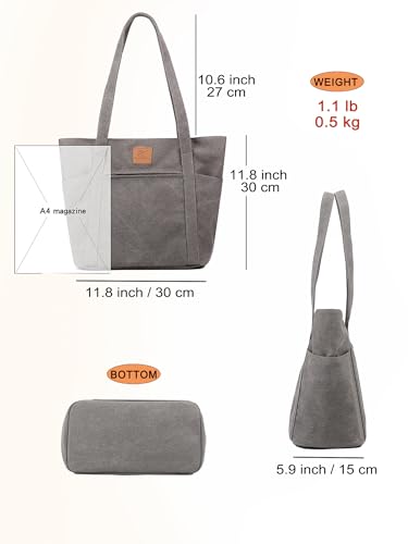 Image of Womens Shoulder Handbags Heavy Duty Canvas Work Tote Retro Bucket Bag