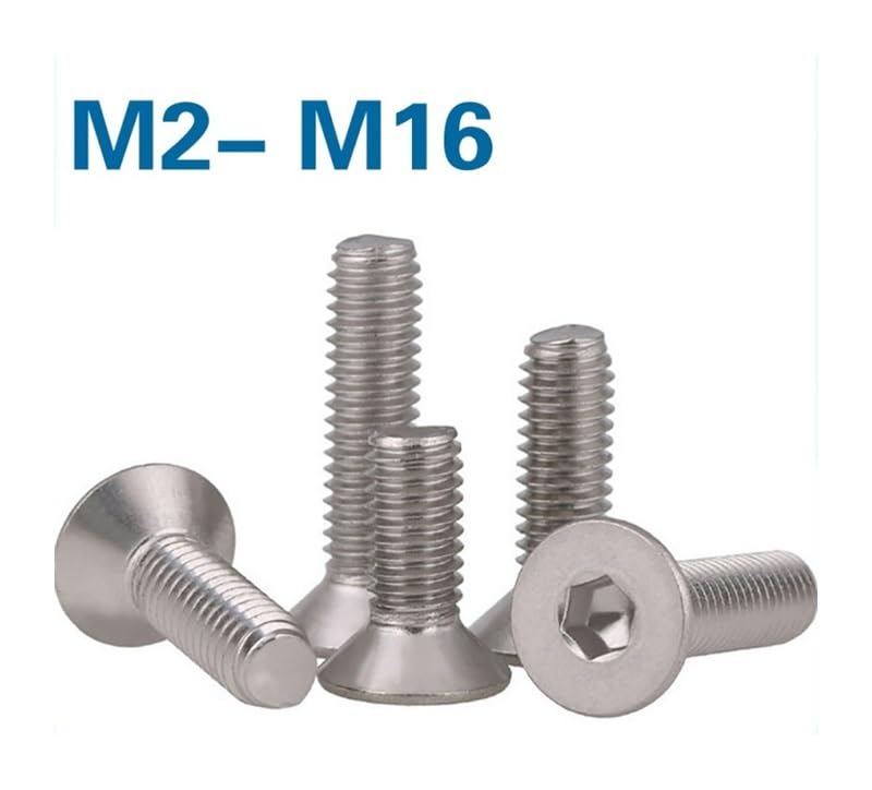 10 Uds M2 M3 M4 M5 M6 M8 M10 M12 M25 304 Acero inoxidable DIN7991 tornillo avellanado hexagonal Longitud: 18mm-20mm(18mm x10pcs,M10)