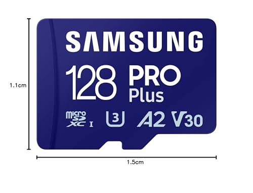 Samsung Carte mémoire microSDXC Pro Plus, Interface UHS-I, 128 Go, Vitesse de Lecture jusqu'à 180 Mo/s, capturez Le Moment comme Un Pro, MB-MD128SA/EU, avec Adaptateur SD