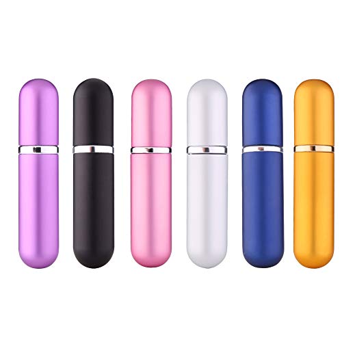 Preisvergleich Produktbild gigitube 6 Stück Parfümzerstäuber Nachfüllbar, Aluminium Taschenzerstäuber Sprühflasche, Nachfüllbare Parfüm Zerstäuber Reisen Portable Leer Parfüm Zerstäuber