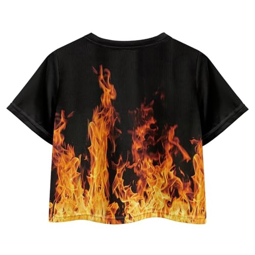 Image of Girls Crop Tees Crew Neck Casual Short Sleeve T Shirts Kids Loose Soft Comfortable Tees Blouses Shirt for Little Girl