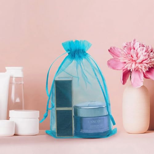 Image of Crweety 50PCS Organza Bags 6x9 Large Gift Bags Blue Cute Mesh Bags Drawstring Sheer Pouches for Candy Jewelry Treats Wedding Favors Baby Shower Birthday Party Mother's Day, Gifts Wrapping Supplies