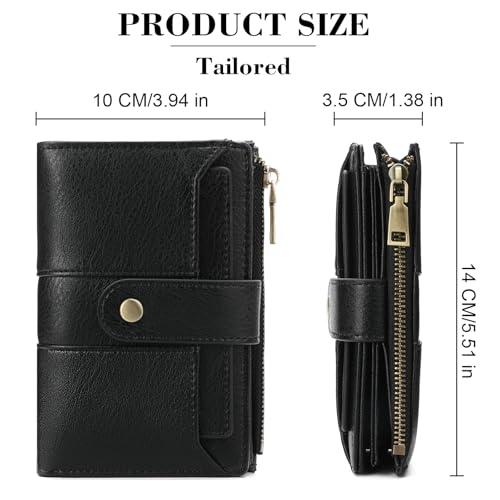 Image of SENDEFN Small Wallets for Women Leather Bifold Compact RFID Blocking with ID Window