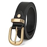 JASGOOD Women's Leather Belt for Jeans Pants, Fashion Ladies Belt for Dresses with Gold Buckle