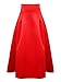 Choies Women's Red/Black High Waist Pocket Plain Flare Pleated Skater Midi Skirt