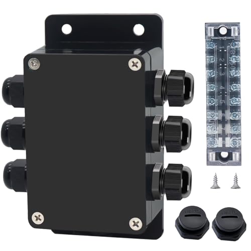 Otdorpatio Project BoxI P67 Outdoor Waterproof box Electronic Junction Box with 15A 600V 8P Barrier Terminal 3IN/3Out Electrical Boxes 3.9x2.7x2inch