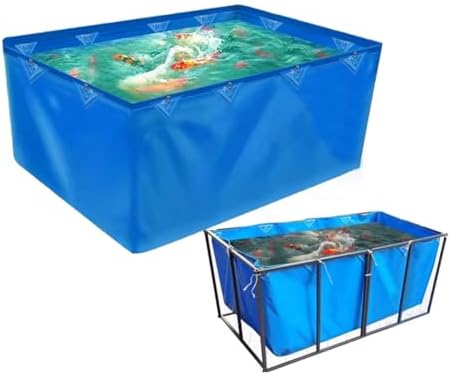 Large Flexible Foldable PVC Fish Pond Liners with Grommets - Durable Temporary Holding Tank for Outdoor Koi Ponds, Saltwater Aquariums, Pools & Garden Water Features