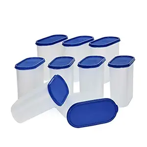 Mahaware Modular Oval Plastic Kitchen Container Set,1800ml, Set of 9,Blue