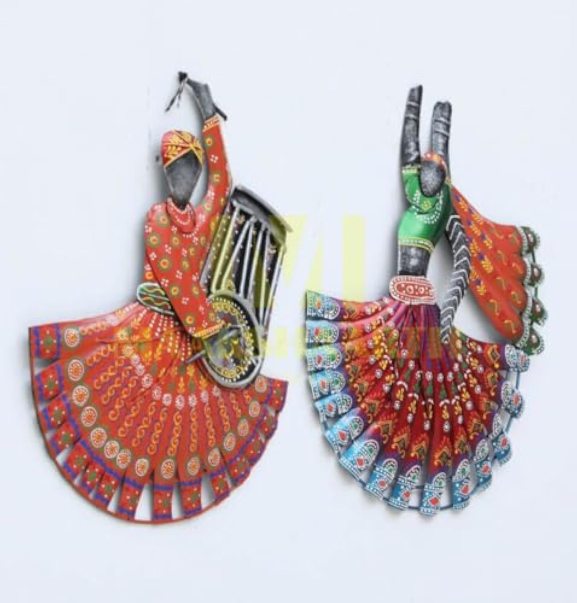 Rajasthani Dancer Metal Wall Decor, Artistic Frame Set