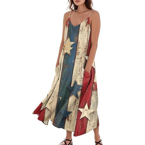 4Th of July Womens Dress American Flag Maxi Dresses Patriotic