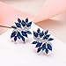 EVER FAITH Women's Marquise CZ Elegant Bridal Floral Leaf Pierced Stud Earrings Blue Silver-Tone