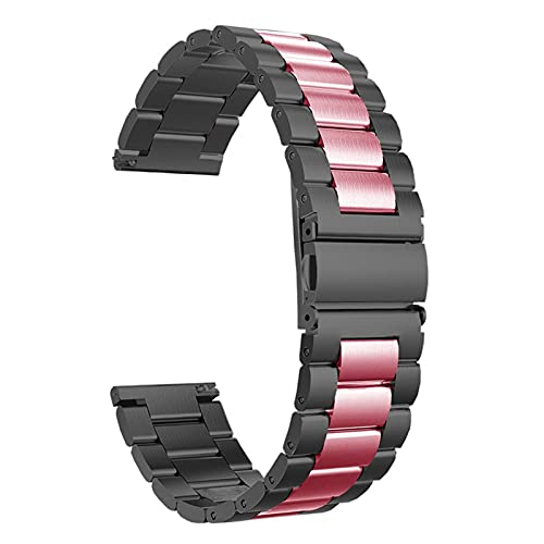 Bracelet de montre en acier inoxydable bicolore noir rouge 20 mm métal