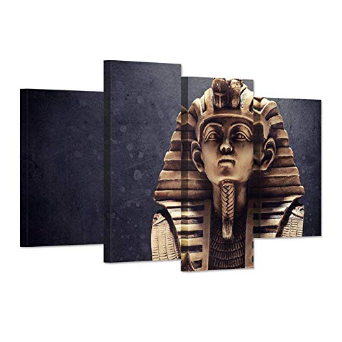 iHAPPYWALL 4 Panel Portrait Ancient Egyptian Pharaoh King Canvas Wall Art Vintage Ancient Egypt The Figure Picture Painting Print On Canvas Ready To Hang