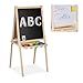 Produktbild Relaxdays Kindertafel 2 in 1, Kreide- & Magnettafel, höhenverstellbare Standtafel mit Zubehör, Holztafel Kinder, natur