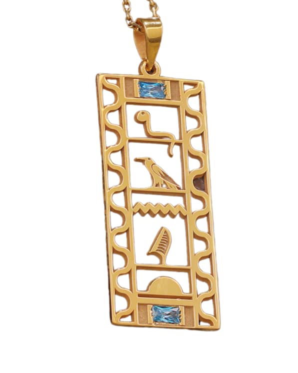 Collier hiéroglyphes en or, pendentif égyptien pour femme, collier avec