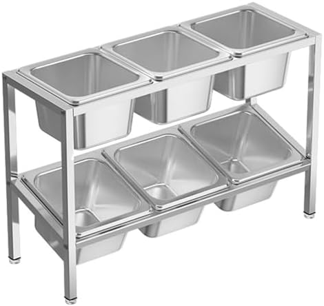 Commercial Spice Rack Set, Condiment Racks, Salad Jam Fruits Seasoning Racks for Kitchens Buffets, Topping Station Countertop Organizer Shelf Food Container Dispenser(Silver,87x18.5x35cm)