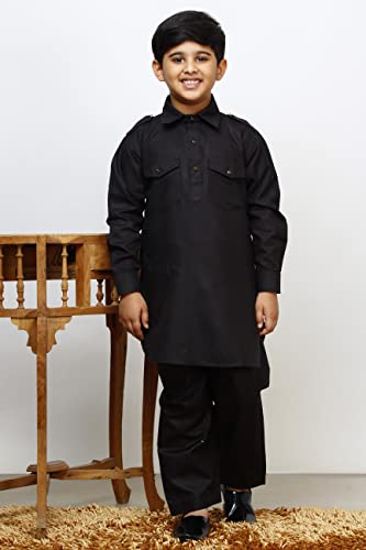 Image of Pro-Ethic Style Developer Kids Ethnic Wear Cotton Pathani Suit for Boys|Plain Kurta Pajama
