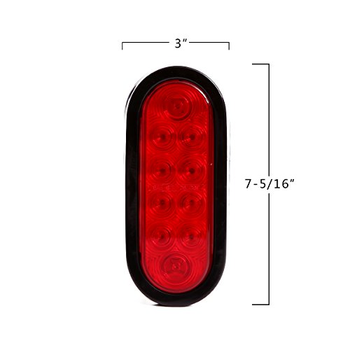 Czc Auto 6'' Led Waterproof Oval Red Trailer Lights Rear Stop Turn Signal Parking Tail Brake Lights For Boat Trailer Truck Rv (Red, 4 Pack) #TOP1
