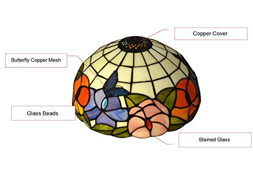 Noshy Premium Tiffany Style Butterfly And Flower Stained Glass Table Replacement Lamp Shade,11-7/8 Inch Width, Only Lampshade, Exclude Accessories, Pack Of 1 #TOP3