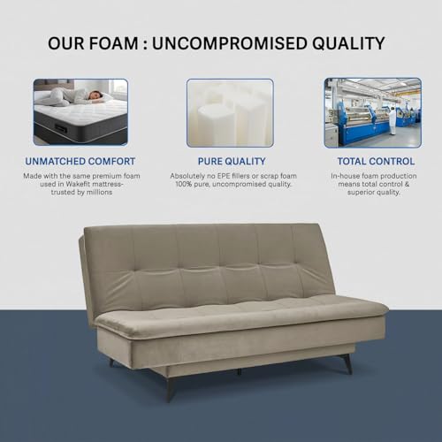 Image of Wakefit Flexia Sofa Cum Bed - Three Seater - Velvet Series Tuscan Tan