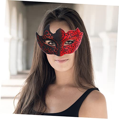 Máscara veneciana Healeved cómoda máscara media roja de mujer para halloween sin dañar maquillaje 2