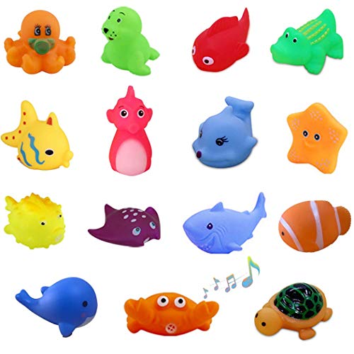 UMBWORLD Preschool Bath Toys Rubber Floating Baby Wash Shower Toy for Toddlers Kids Party Decoration15 Pcs (Sea Animal)