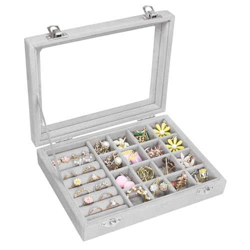 Image of Vicoter Rings Organizer Tray 7 Slots Velvet Jewelry Earring Storage Box